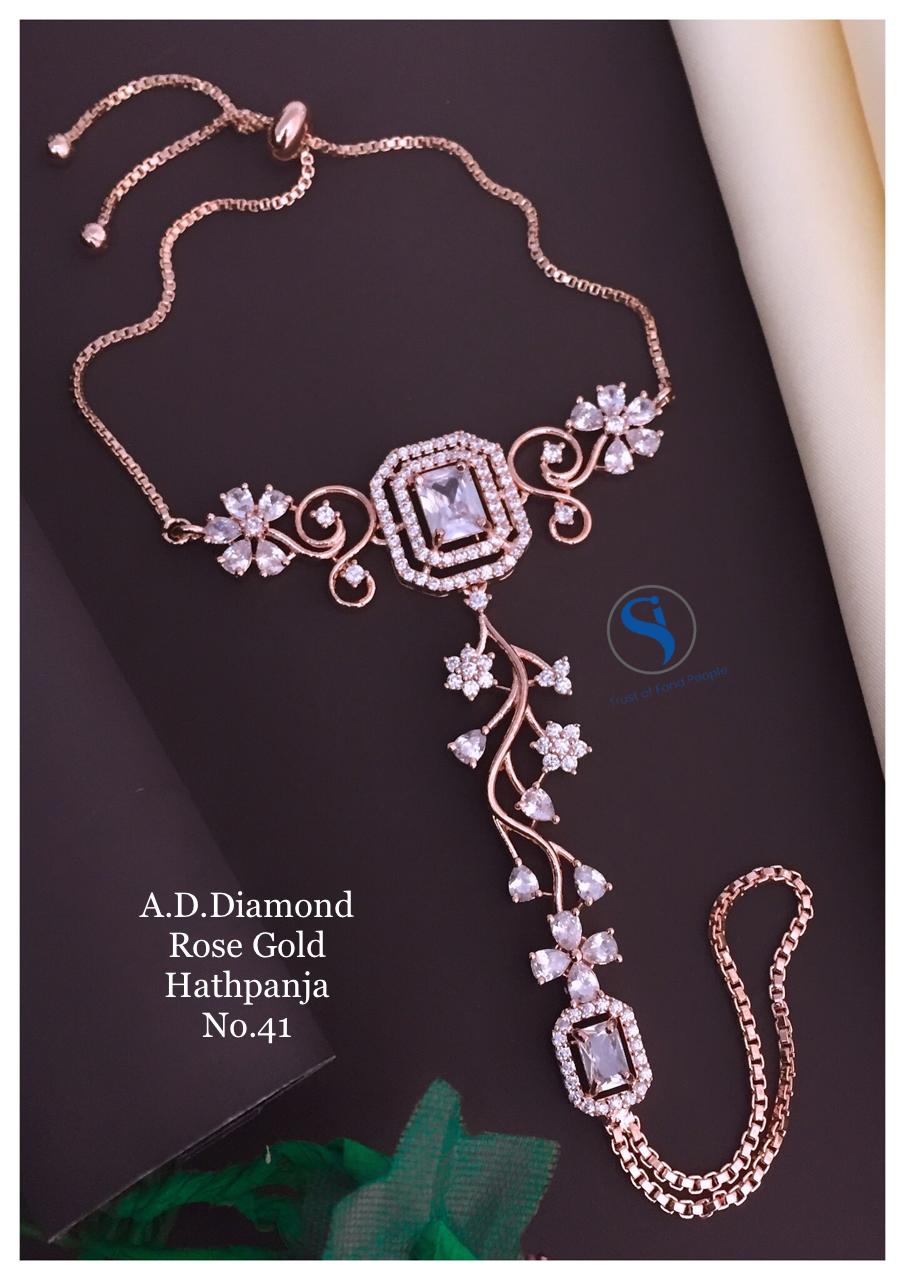 Designer Rose Gold AD Diamond Hath Panja Catalog
